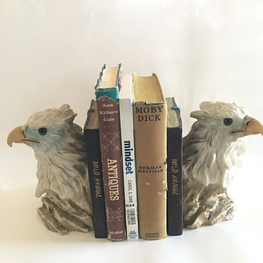Vintage Wild Animal Eagle Bookends Fierce Realistic Eyes Ceramic Heavy 6.5” - Picture 16 of 16
